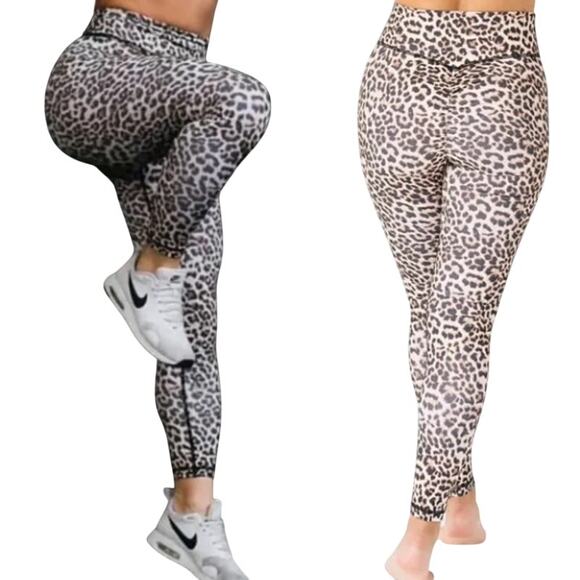 Zyia Active Pants - Zyia Active Leopard Brilliant Scrunchy What 7/8 Leggings Hi-Waist Women Sz 6-8